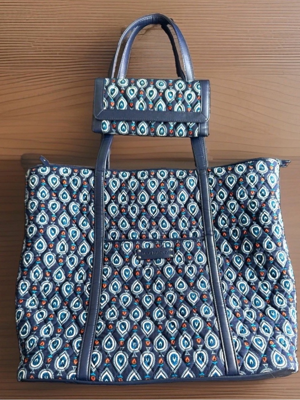 Vera Bradley Marrakesh Motifs Quilted Tote Bag & Trifold Wallet Matching Set